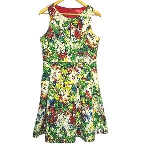 Catherine Malandrino Quilted Pleated Fawn Floral Dress Size 10